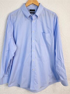LAUREN Ralph Lauren Men's Light Blue Stretch Fabric Regular Fit Dress Shirt 2XL